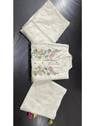 White Cotton Chikan Embroidered Anarkali Suit - BONYHUBSALWAR KAMEEZ