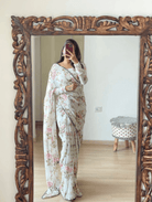 White Floral Georgette Ready to wear Sari - BONYHUBSAREE