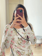 White Floral Georgette Ready to wear Sari - BONYHUBSAREE