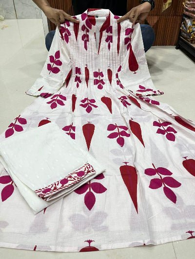 White Pure Mulmul Cotton Kurti Pant Set of 2 UK Next Day - BONYHUBSALWAR KAMEEZ