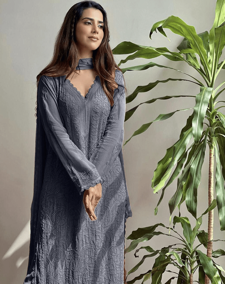 White Summer Soft Georgette Thread Embroidery Salwar Suit - BONYHUBSALWAR KAMEEZ