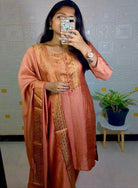 White Vichitra Silk Zari Work Ethnic Salwar Suit Set - BONYHUBSALWAR KAMEEZ