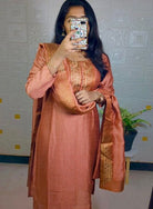 White Vichitra Silk Zari Work Ethnic Salwar Suit Set - BONYHUBSALWAR KAMEEZ