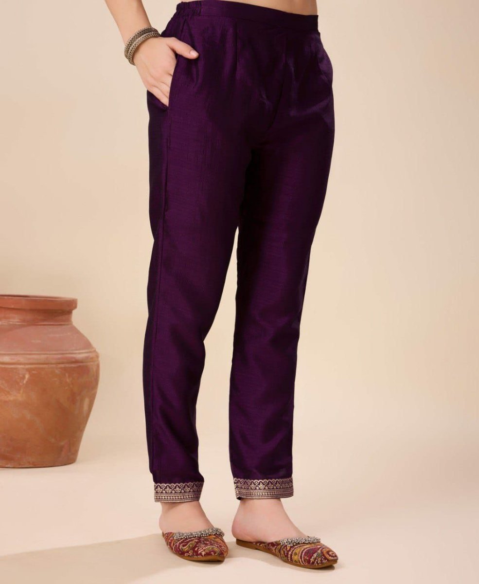 Wine Vichitra Silk Jacquard Salwar Suit Set - BONYHUBSALWAR KAMEEZ