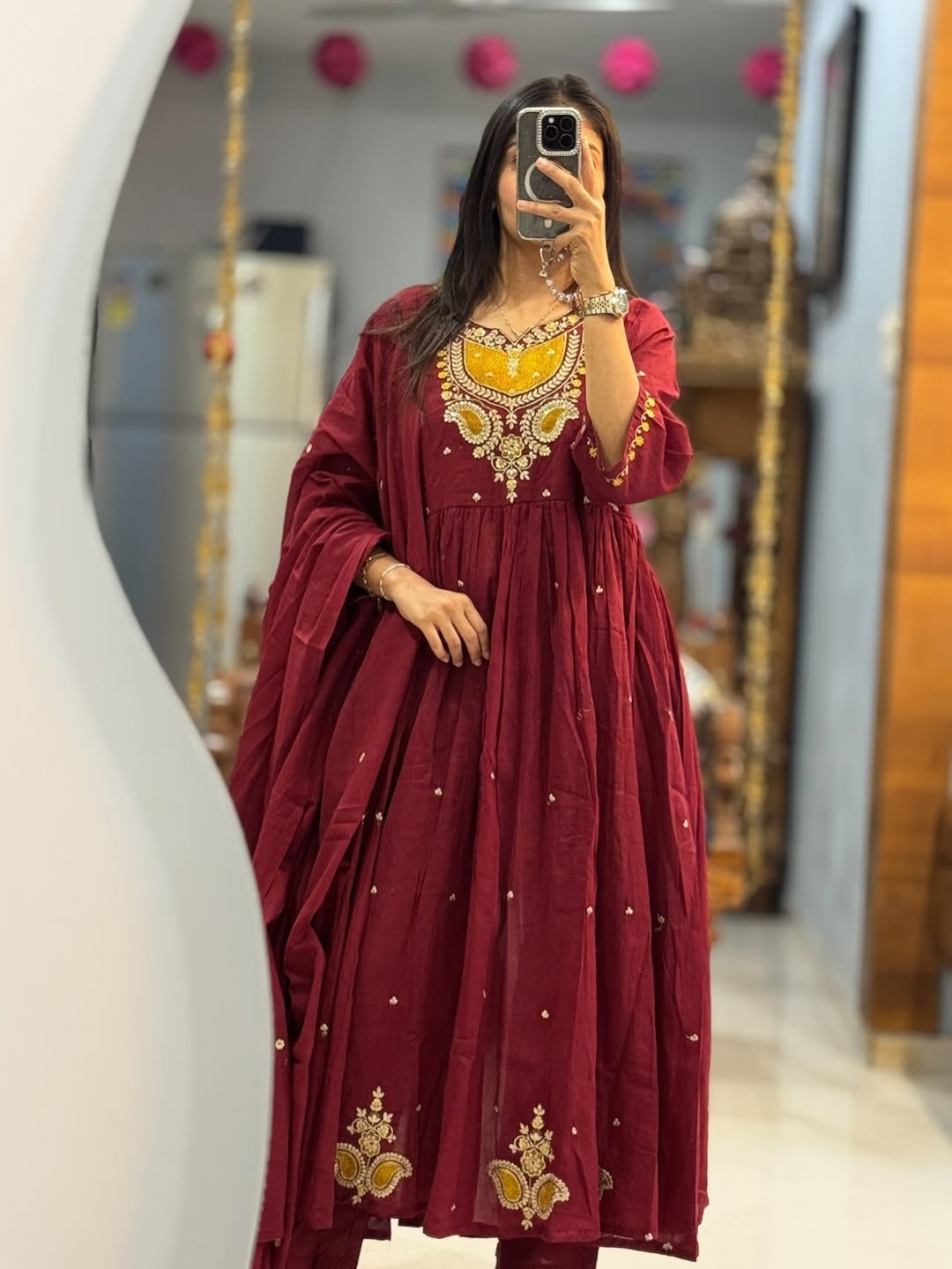 Aleya Cotton Embroidery Anarkali Suit