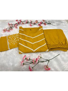 Yellow Cotton Co - ord Set with Kurta Pant (Set of 2) - BONYHUBSALWAR KAMEEZ