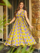 Yellow & Purple Sleeveless Anarkali Pant Set Of 2 - BONYHUBSALWAR KAMEEZ
