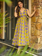 Yellow & Purple Sleeveless Anarkali Pant Set Of 2 - BONYHUBSALWAR KAMEEZ