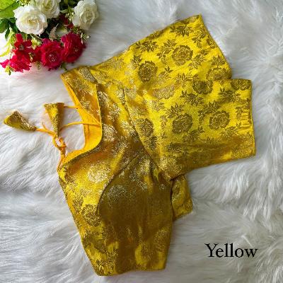 Yellow Readymade Wedding Saree Blouse Brocade - BONYHUBblouses