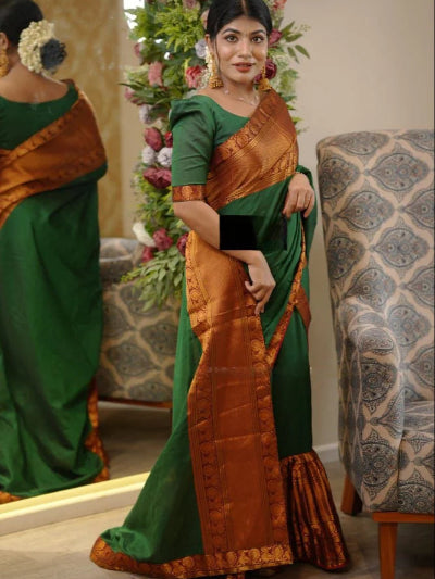 Green 10 Second Saree Ethnic Saree Gown Stitched with Pallu UK Next Day