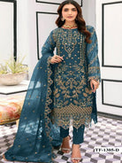 Zariya Collection Blue Organza Embroidery Sequins Salwar Suit UK Next Day - BONYHUBSALWAR KAMEEZ
