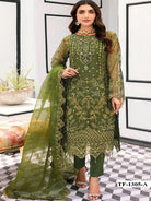 Zariya Collection: Green Organza Embroidery Sequins Work Salwar Suit Set - BONYHUBSALWAR KAMEEZ