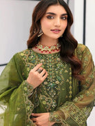 Zariya Collection: Green Organza Embroidery Sequins Work Salwar Suit Set - BONYHUBSALWAR KAMEEZ