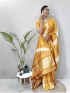 1 Min Saree Ready to Wear Mango Chanderi Silk Sari - BONYHUBSAREE