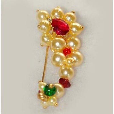 Mini Maharashtrain Pearl Nath Nose Pin Clip On - BONYHUBNOSE STUD