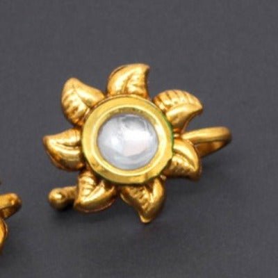 Petal Designer Womens Gold Nose Ring Clipon - BONYHUBNOSE STUD