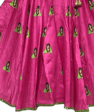 Pink Lady with Glasses Cotton Silk Flared Navratri Skirt - BONYHUBLehangas