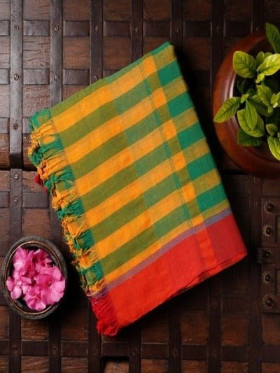 Pure Organic Multicolor Cotton Saree UK Next Day - BONYHUBSAREE