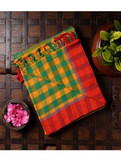 Pure Organic Multicolor Cotton Saree UK Next Day - BONYHUBSAREE