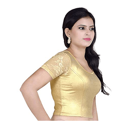 Readymade Stretchable Saree Blouse Gold Shimmer - BONYHUBblouses