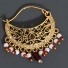 Red Gold Piercing Ethnic Designer Pearl Traditional Nose Nathani - BONYHUBNOSE STUD