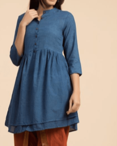 Vegan Clothing Women Natural Dye Indigo Tunic Top - BONYHUBSALWAR