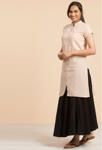 Vegan Handwoven Women Mangalgiri Cotton Kurta - BONYHUBSALWAR