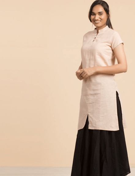 Vegan Handwoven Women Mangalgiri Cotton Kurta - BONYHUBSALWAR