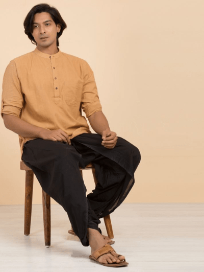 Vegan Natural Kurta Rust Dye Mens Shirt - BONYHUBSALWAR