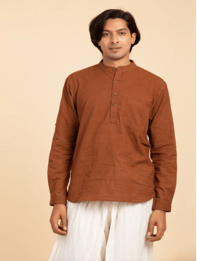 Vegan Natural Rustic Dye Mens Shirt - BONYHUBSALWAR