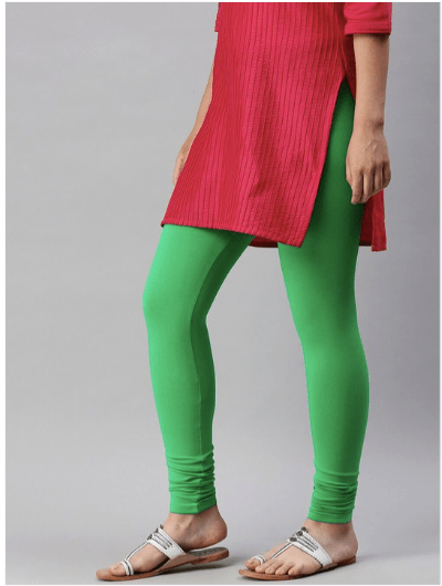 Women Parrot Green Solid Acrylic Ankle Length Leggings - BONYHUBSALWAR