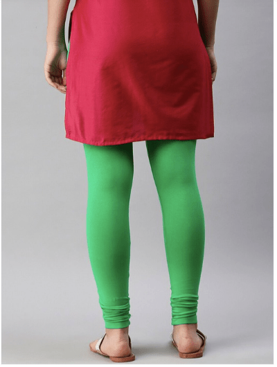 Women Parrot Green Solid Acrylic Ankle Length Leggings - BONYHUBSALWAR