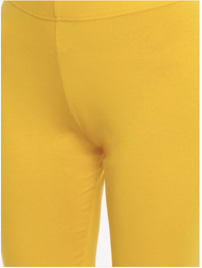 Women Yellow Solid Acrylic Ankle Length Leggings - BONYHUBSALWAR